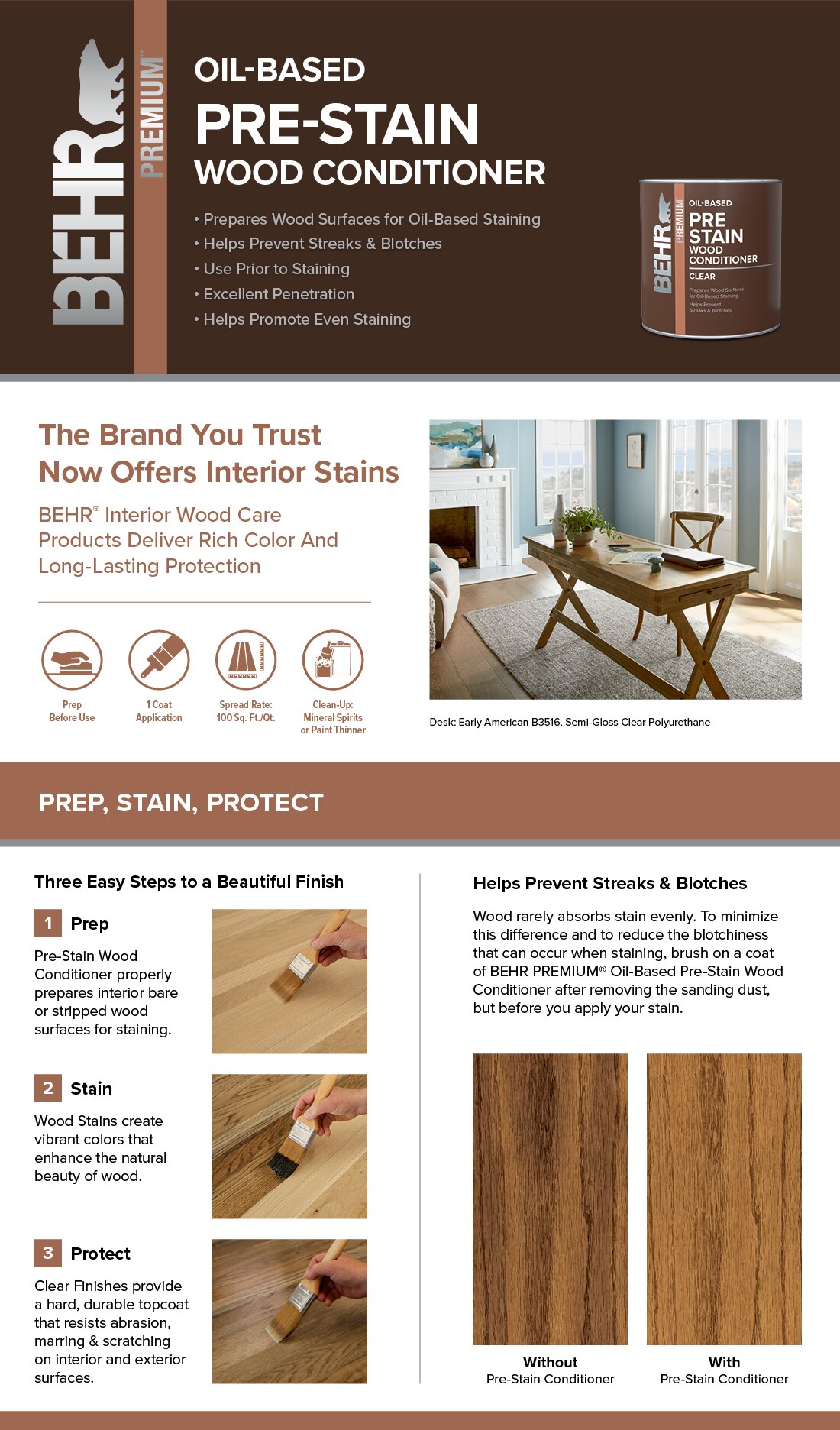 BEHR 1 qt. Transparent OilBased Interior PreStain Wood Conditioner B108004 The Home Depot